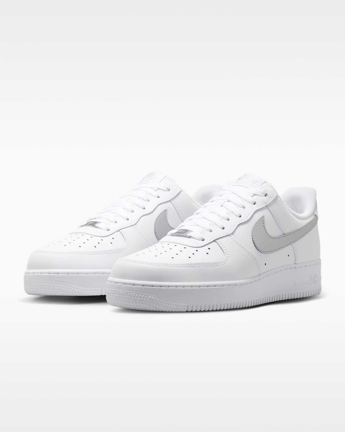 Nike Air Force 1 '07 White Silver Swoosh Sneakers
