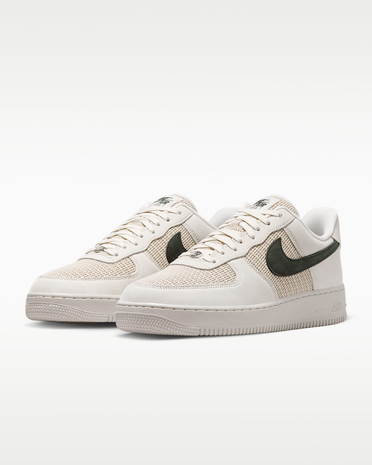 Nike Air Force 1 '07 Sail and Dark Green Mesh Sneakers