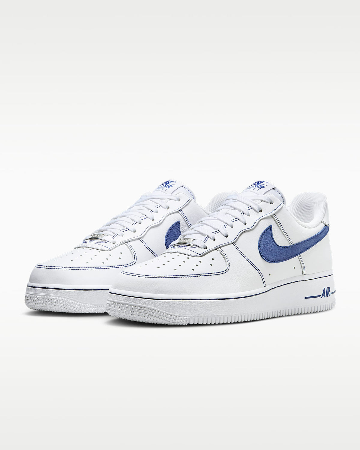 Nike Air Force 1 '07 White Blue Contrast Stitching Sneakers