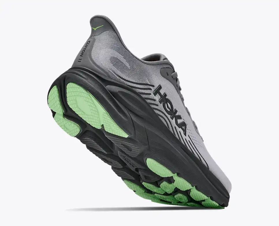 Hoka Bondi 8 — Light Gray / Dark Gray / Lime Green