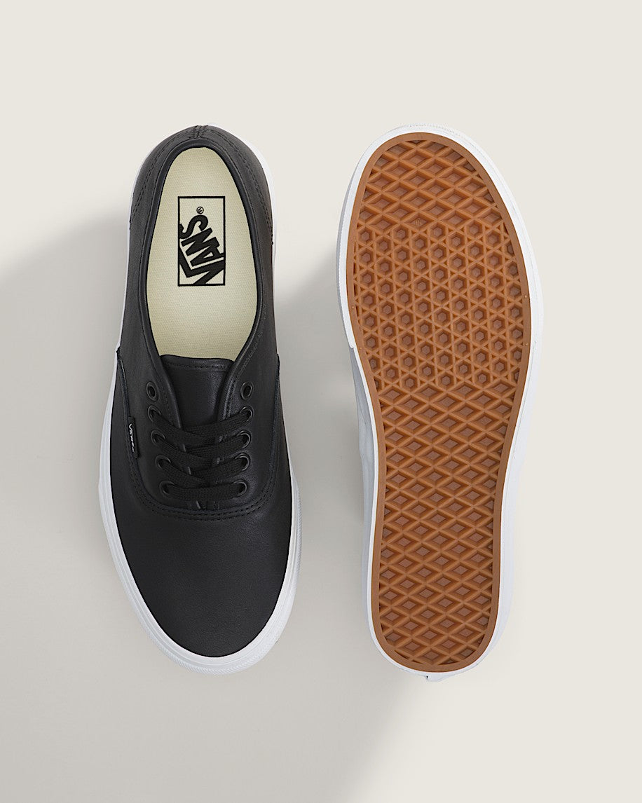 Vans Authentic Black Leather White Sole