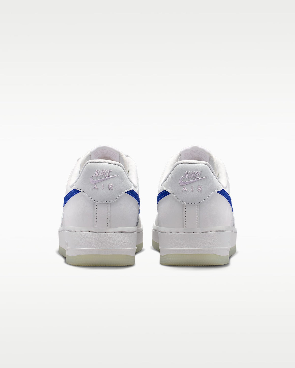 Nike Air Force 1 '07 White Royal Blue Swoosh Translucent Outsole Sneakers