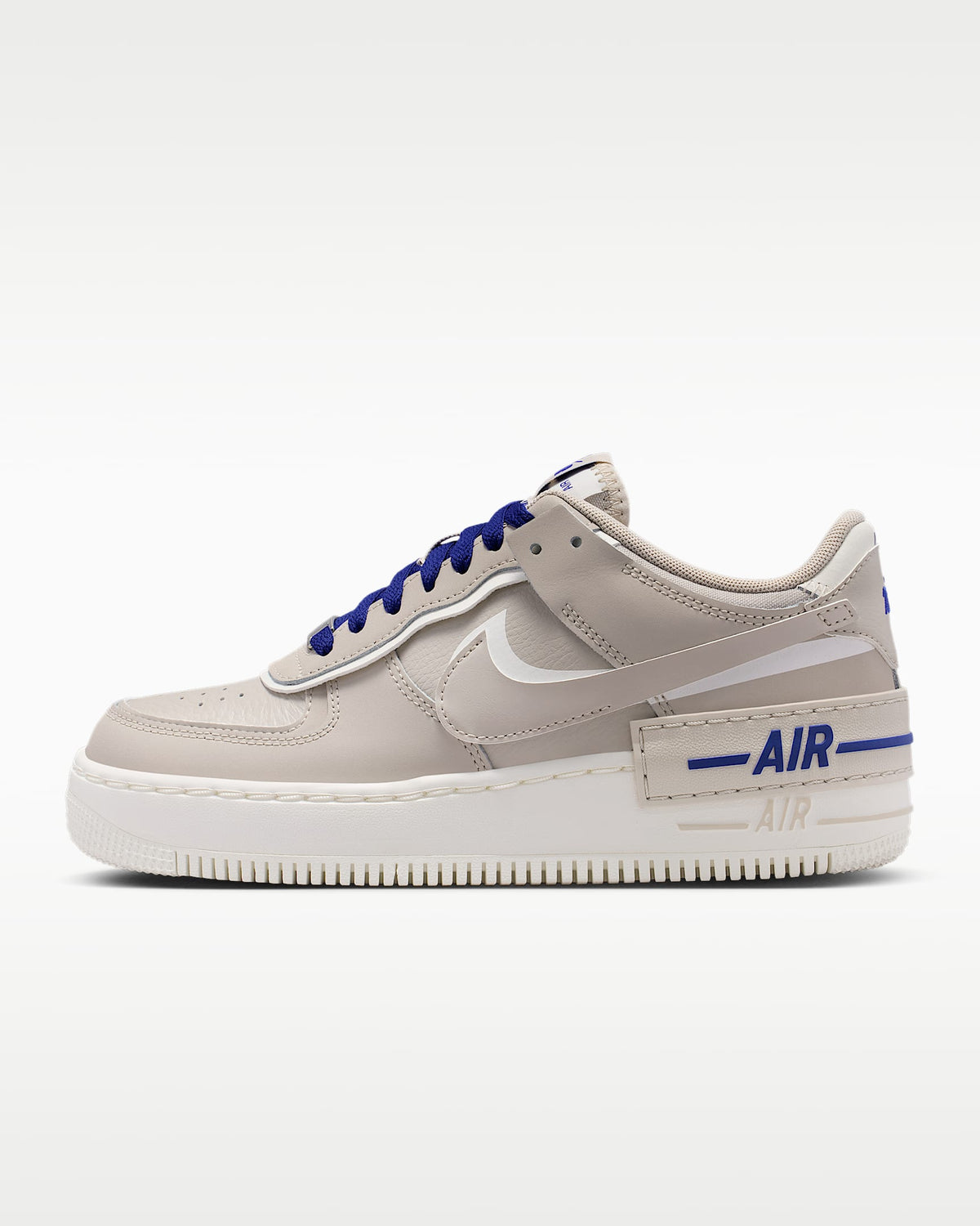 Nike Air Force 1 Shadow Light Taupe White Royal Blue Sneakers