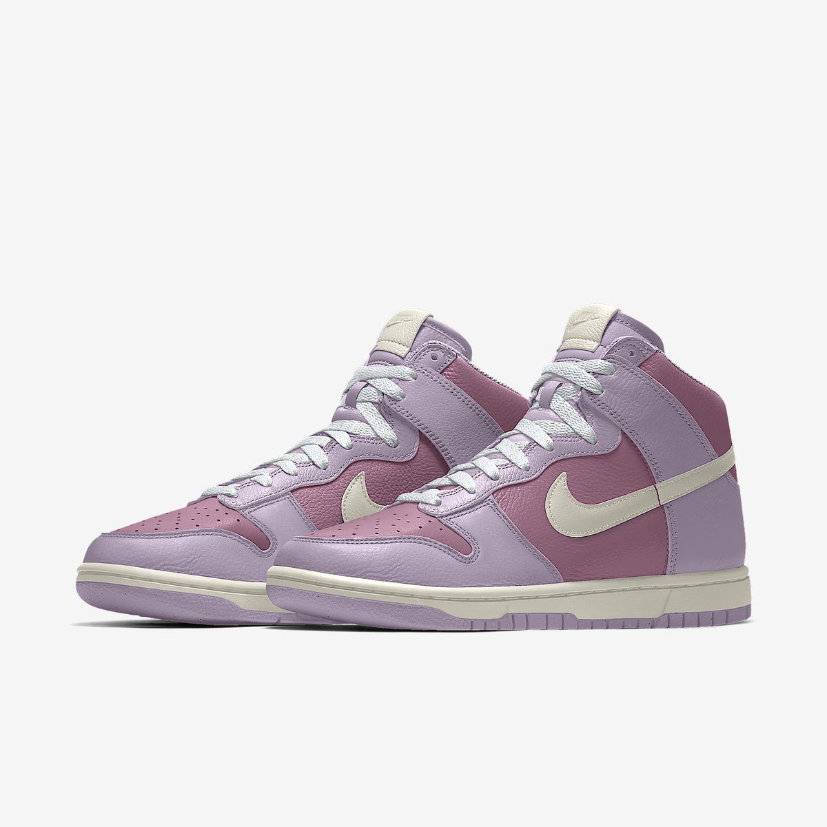 Nike Dunk High Two-Tone Lavender Purple Cream Swoosh Sneakers